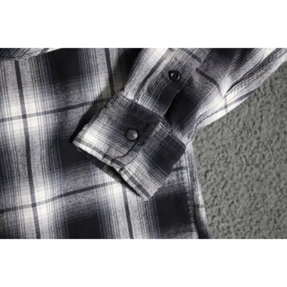 Roebuck & G Button Up Shirt Mens M Black Flannel Plaid Western Cowboy Collared - Picture 3 of 10